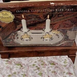 Studio Silversmiths 2pcs Grape Candle Candlesticks Oval Tray Silver Plated NIB